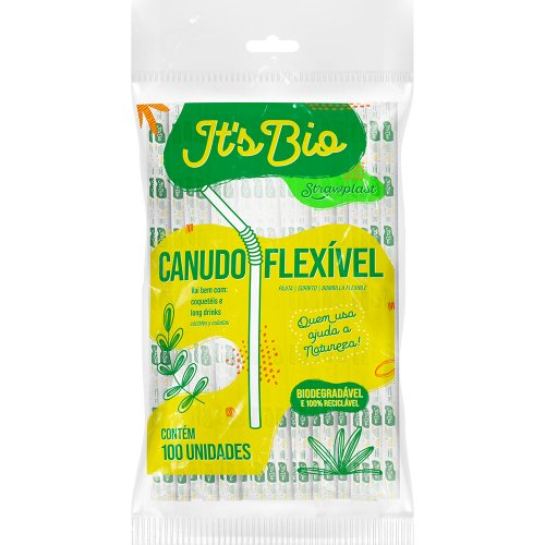 Canudo It s Bio Flexível 6mm Sachê Individual Papel Transparente 100