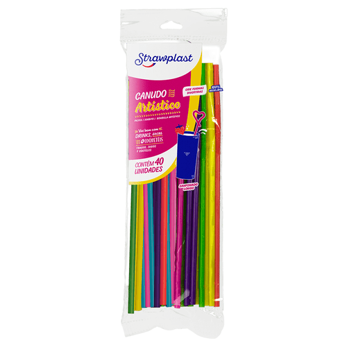 Canudo Artístico Decorativo Colorido 40 unidades