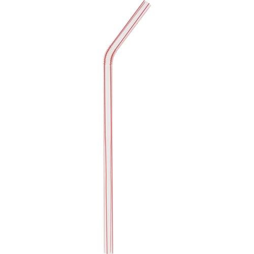 Canudo Flexível Shake 8mm Sachê Individual Transparente c/ Listra Vermelha 100 unidades