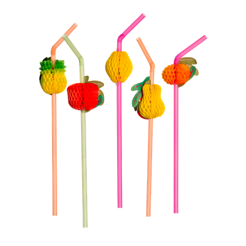 Canudo Frutas Flexível 6mm Misto 10 unidades