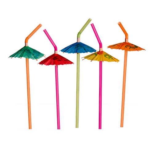 Canudo Guarda-chuva Flexível 6mm Misto 10 unidades