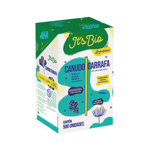 Canudo It's Bio Garrafa 24cm Sachê Individual Papel Transparente 500 unidades
