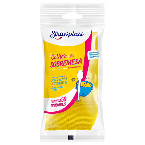 Colher Sobremesa Amarelo 50 unidades