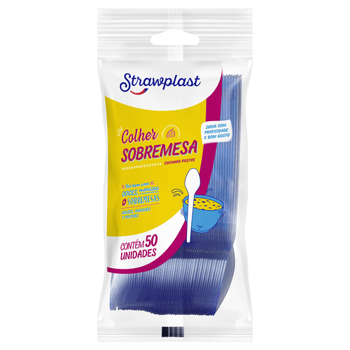Colher Sobremesa Azul Neon 50 unidades
