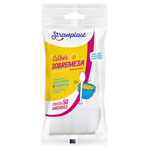 Colher Sobremesa Branco 50 unidades
