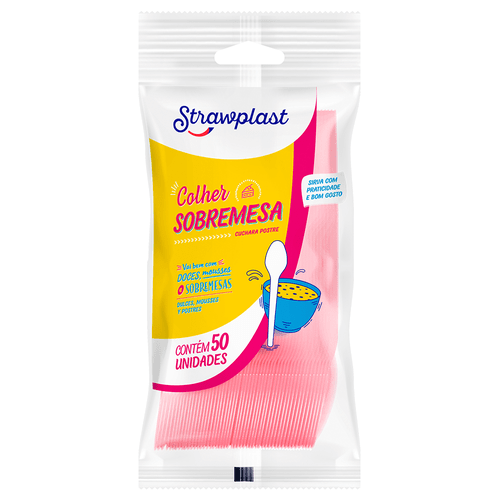 Colher Sobremesa Rosa 50 unidades