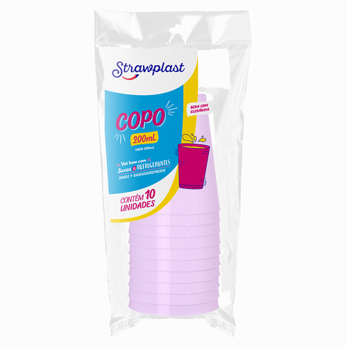 Copo 200ml Lilás Candy Colors 10 unidades