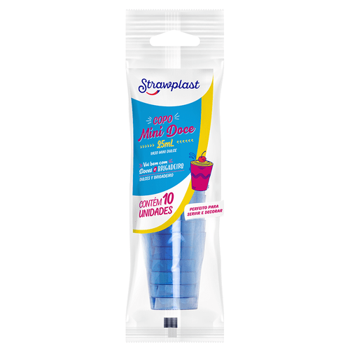 Copo 25mL Mini Doce Azul Neon 10 unidades