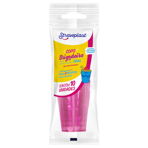Copo 50mL Brigadeiro Rosa Neon 10 unidades