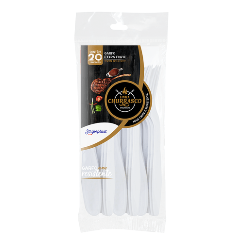 Garfo Churrasco Extra Forte Branco 20 unidades