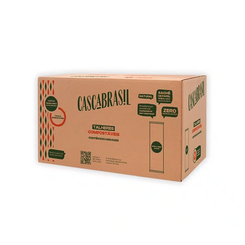 Garfo Compostável Amadeirado Sachê Granel CascaBrasil - 200 un.