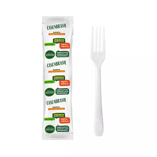 Garfo Compostável Sachê Granel CascaBrasil - 200 un.