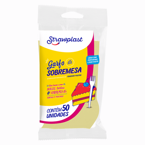 Garfo Sobremesa Amarelo Candy 50 unidades