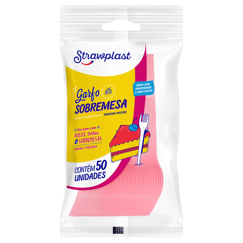 Garfo Sobremesa Rosa 50 unidades