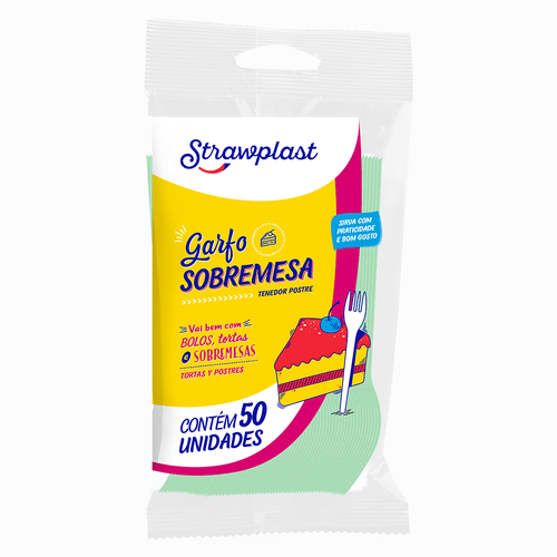 Garfo Sobremesa Verde Candy 50 unidades