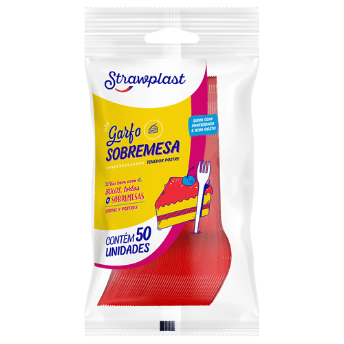 Garfo Sobremesa Vermelho Neon 50 unidades