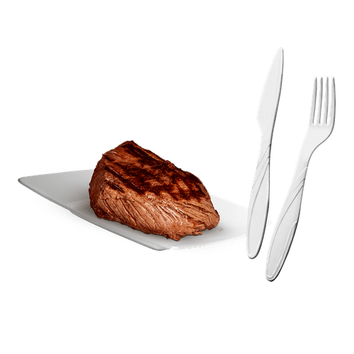 Kit Churrasco Preto 30 unidades (10 Pratos 21cm Quadrado + 10 Garfos Extra Forte + 10 Facas Extra Forte)