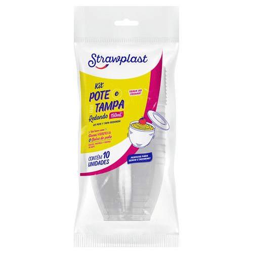 Kit Pote com Tampa Redondo 150mL Cristal 10 unidades