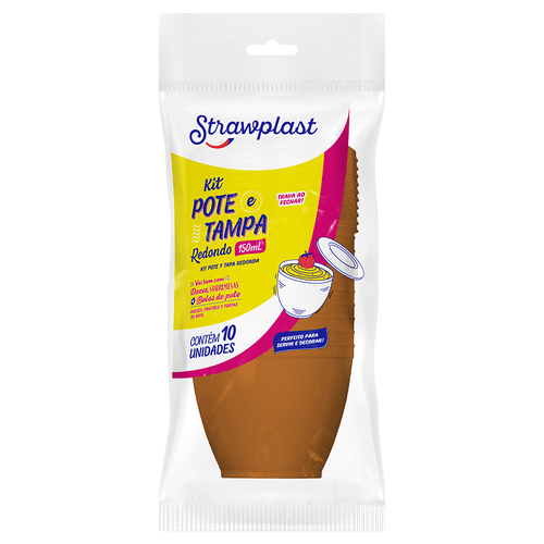 Kit Pote com Tampa Redondo 150mL Dourado 10 unidades
