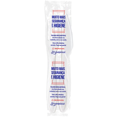 Kit Sachê Garfo e Faca Churrasco Extra Forte Branco 20 kits