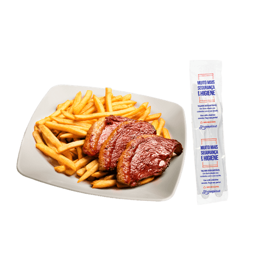 Kit Sachê Garfo e Faca Churrasco Extra Forte com Guardanapo Preto 25 kits