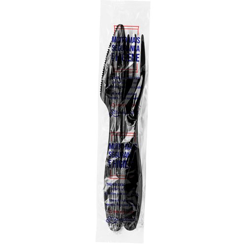 Kit Sachê Garfo e Faca Churrasco Extra Forte Preto 20 kits
