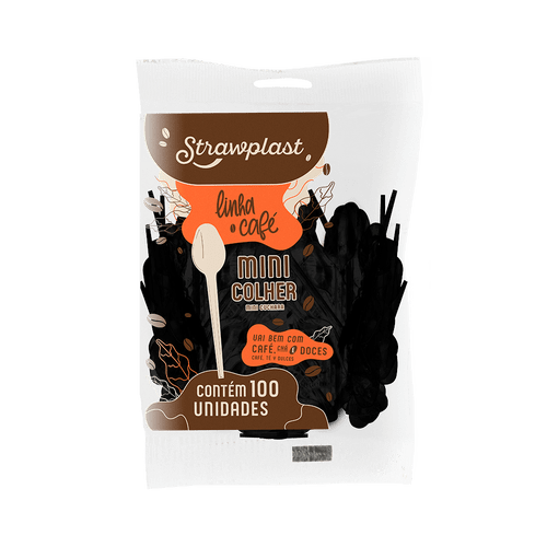 Mini Colher Café/Brigadeiro Preta 100 unidades