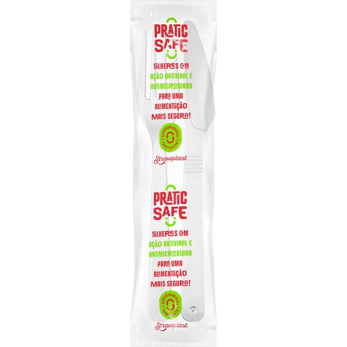 PraticSafe Kit Sachê Garfo e Faca Forte Reforçado Branco 10 kits