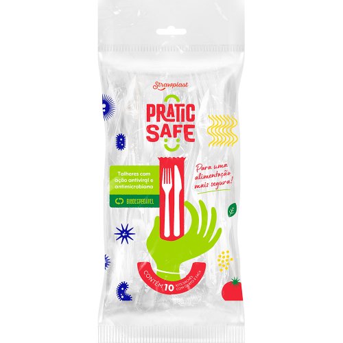 PraticSafe Kit Sachê Garfo e Faca Forte Reforçado Branco 10 kits
