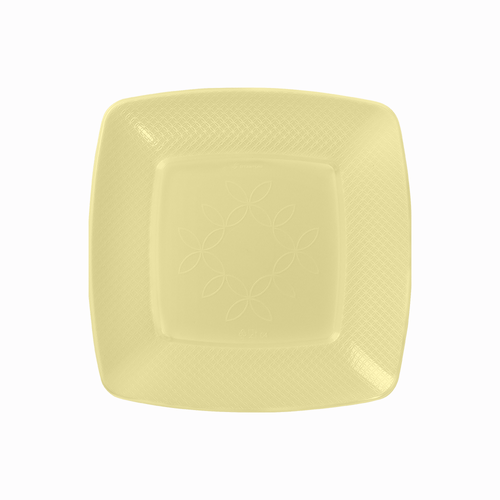 Prato Quadrado 15cm Amarelo Candy 10 unidades