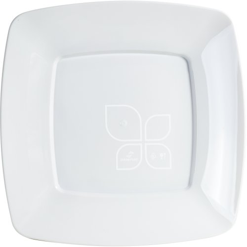 Prato Refeição 21cm Quadrado  Branco 10 unidades