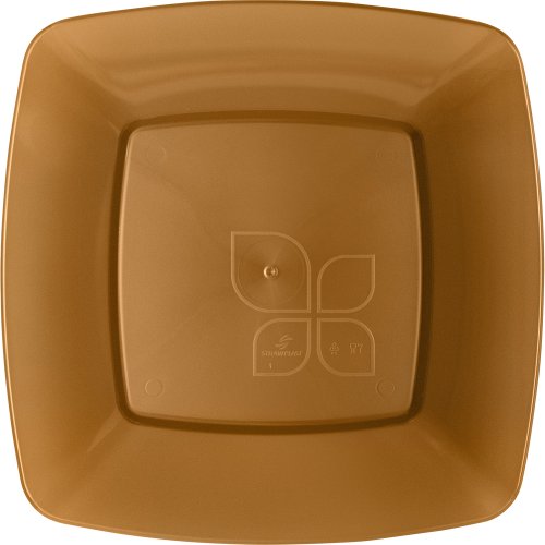 Prato Refeição 21cm Quadrado Dourado 10 unidades