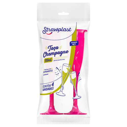 Taça 120mL Champagne Rosa Pink 4 unidades