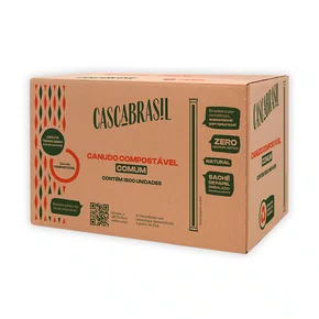 Canudo Comum Compostável Granel CascaBrasil - 1500 un.