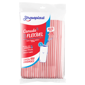 Canudo Flexível 6mm Vermelho 100 unidades