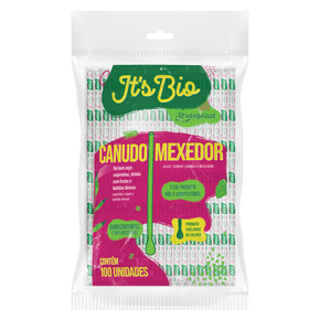 Canudo It's Bio Colher Mexedor 6mm Sachê Individual Papel Transparente 100 unidades