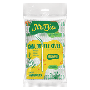 Canudo It's Bio Flexível 6mm Sachê Individual Papel Transparente 100 unidades