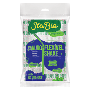 Canudo It's Bio Flexível Shake 8mm Sachê Individual Papel Transparente 100 unidades
