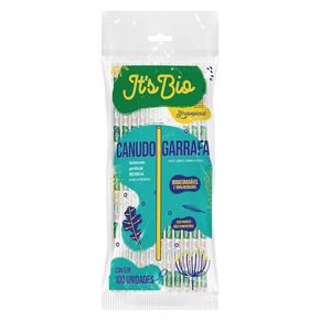 Canudo It's Bio Garrafa 24cm Sachê Individual Papel Transparente 100 unidades