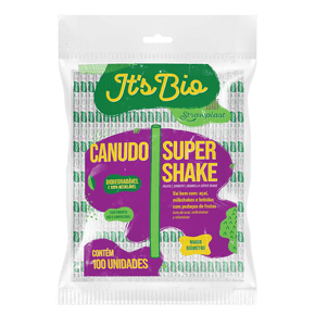 Canudo It's Bio Super Shake 10mm Sachê Individual Papel Transparente 100 unidades