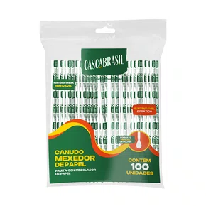 Canudo Mexedor de Papel Preto Sachê CascaBrasil - 100 un.