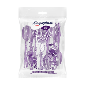 Colher Açaí Maromba Sachê Roxa 50 unidades