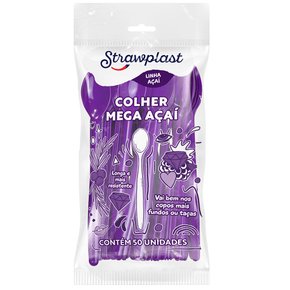 Colher Mega Açaí Longa Roxa 50 unidades