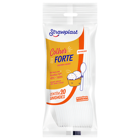 Colher Refeição Forte Reforçada Branca 20 unidades