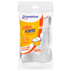 Colher Refeição Forte Reforçada Branca 50 unidades