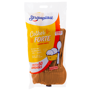 Colher Refeição Forte Reforçada Dourada 50 unidades