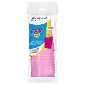 Copo 200mL Rosa 10 unidades