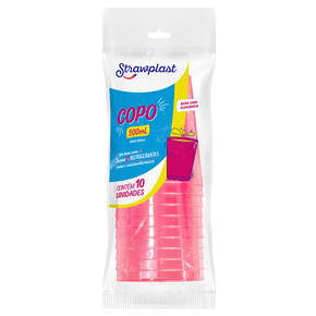 Copo 200mL Rosa Neon 10 unidades