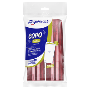 Copo 340mL Long Drink Vermelho Neon 10 unidades