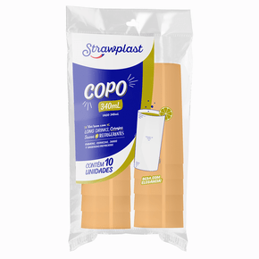 Copo 340ml Refri Laranja Candy 10 unidades